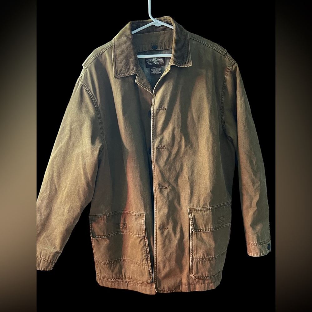 Vintage Levi Strauss Jacket Mens  Brown Corduroy Collar Workwear Chore Coat Wool